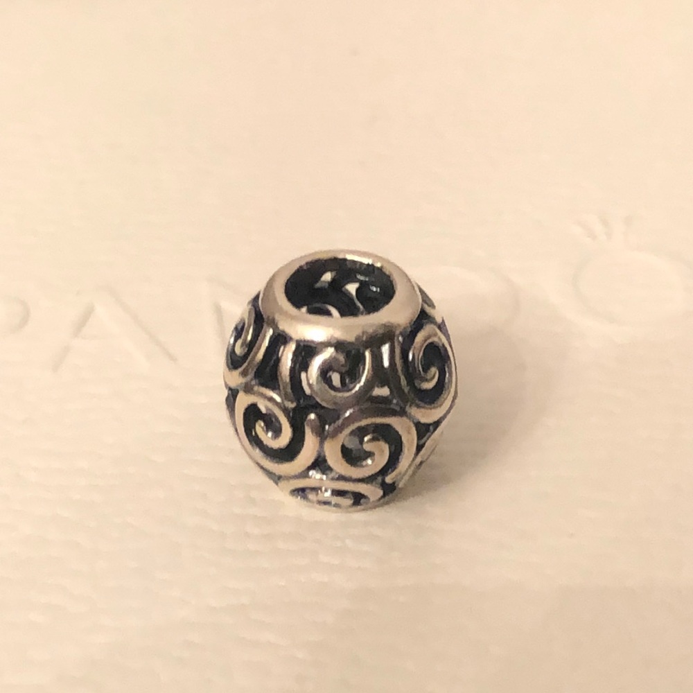 Authentic Pandora spiral swirls ball charm excellent condition